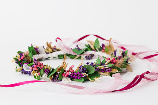 Blumenkranz für Haar | Eukalyptus & Schleierkraut