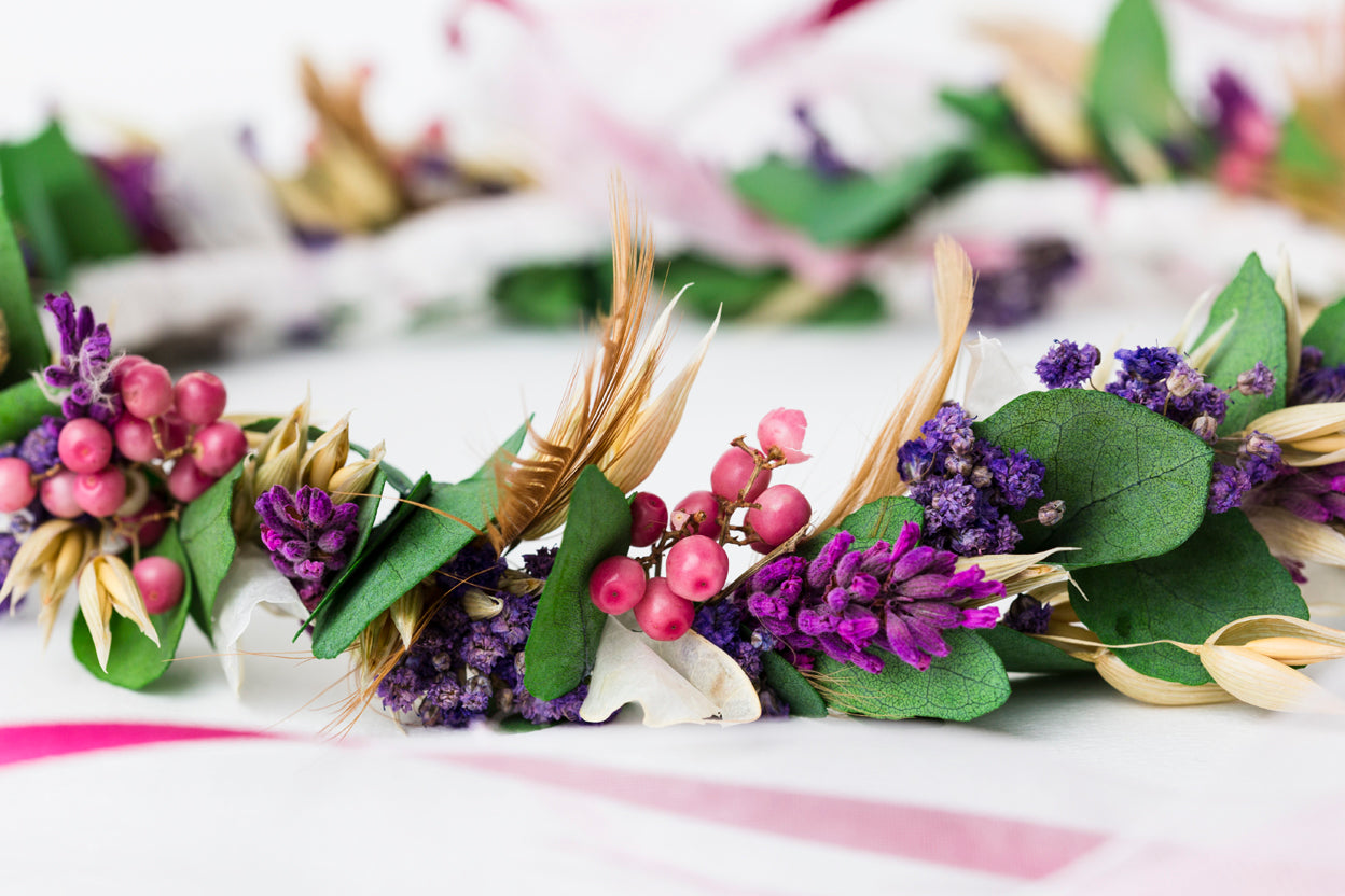 Blumenkranz für Haar | Eukalyptus & Schleierkraut