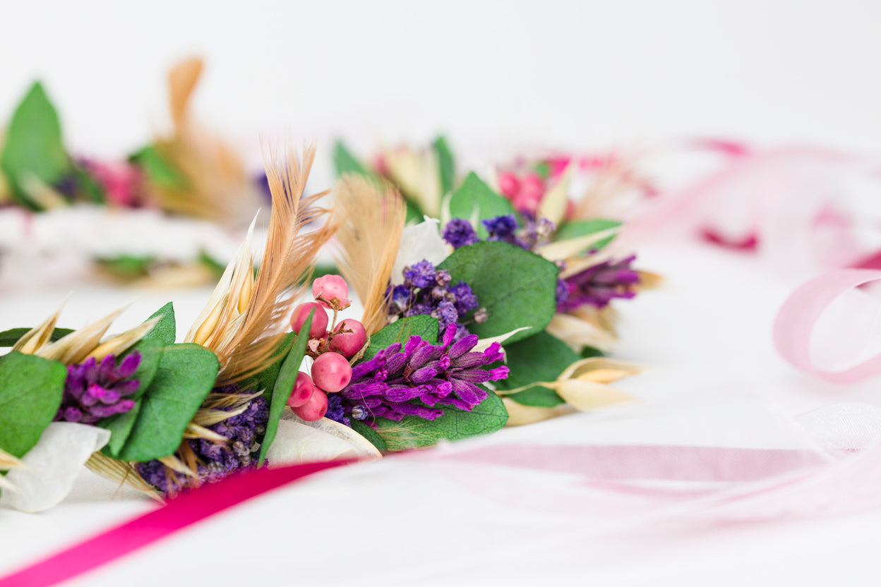 Blumenkranz für Haar | Eukalyptus & Schleierkraut