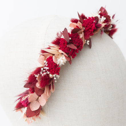 trockenblumen haarschmuck rot