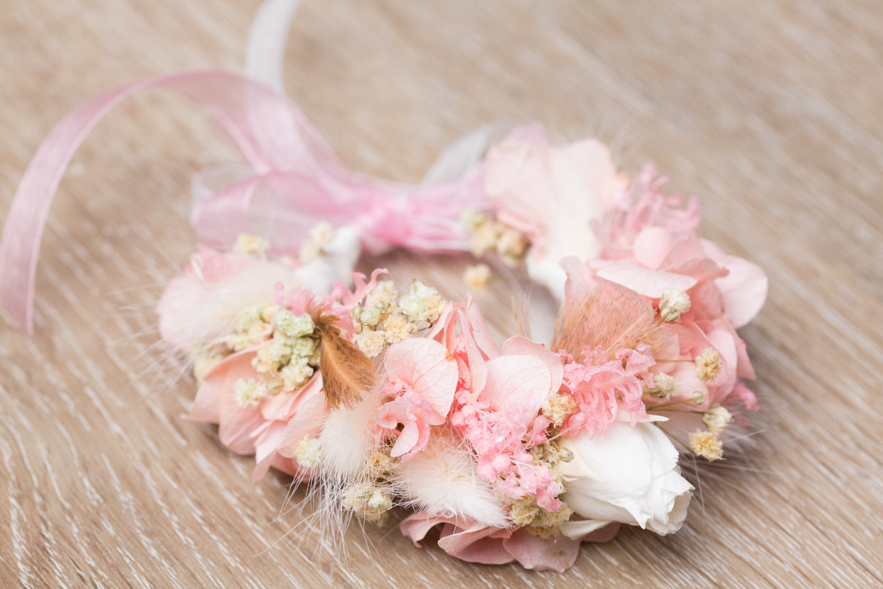 Blumenarmband rosa weiß Trauzeugin