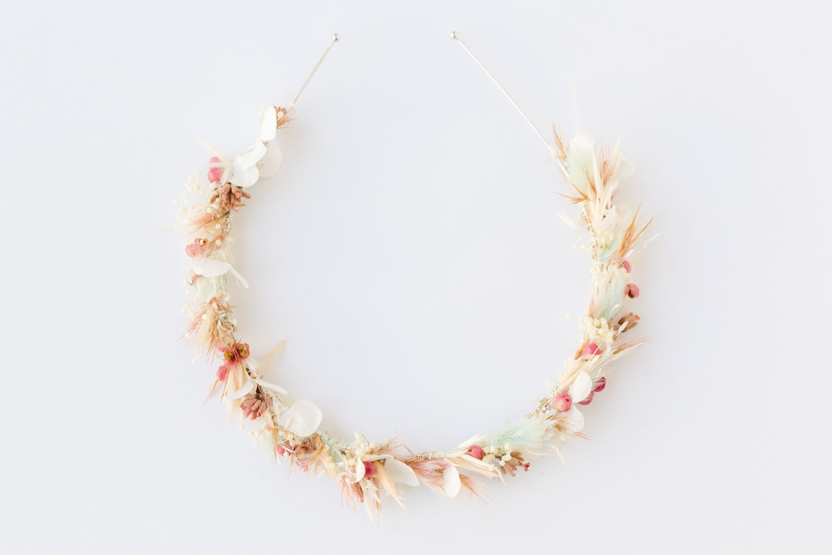 blumen haarreif blumenkrone trockenblumen hochzeit