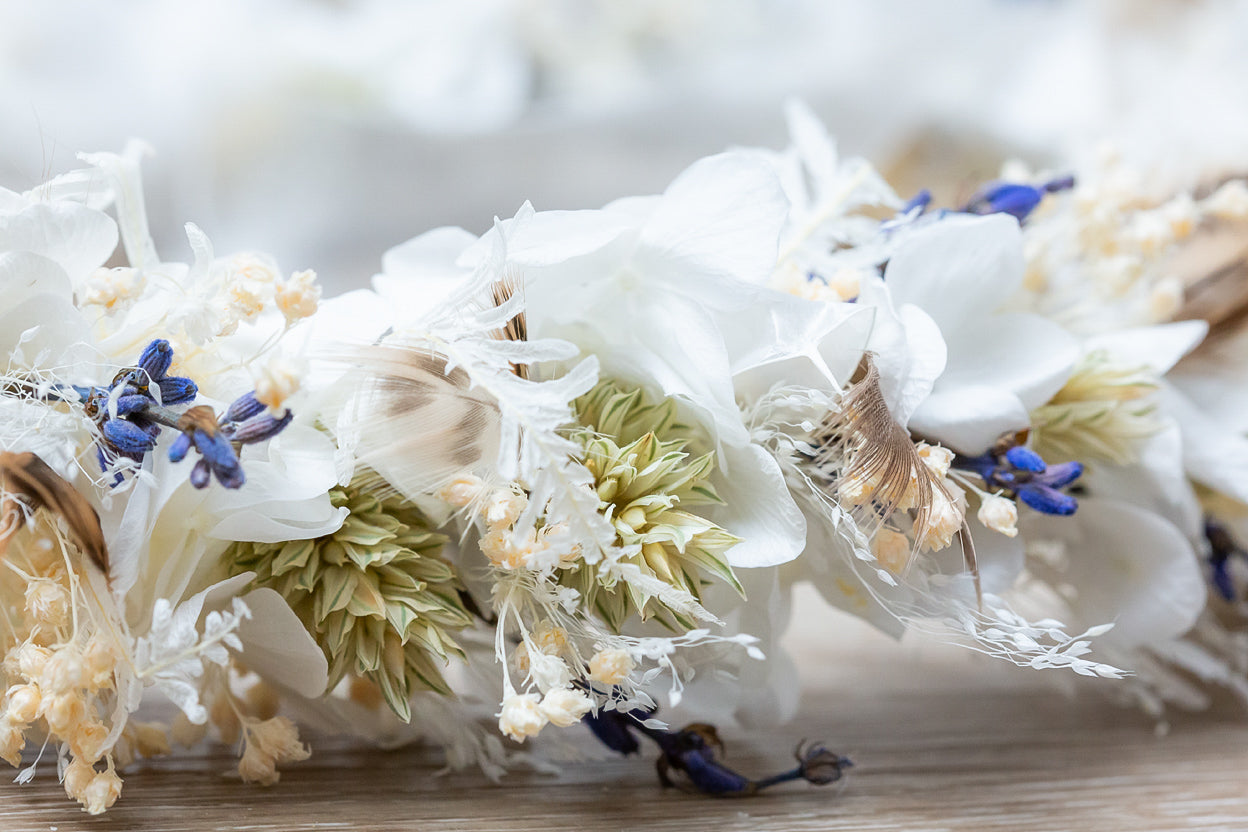 blumenkrone echte blumen hochzeit boho