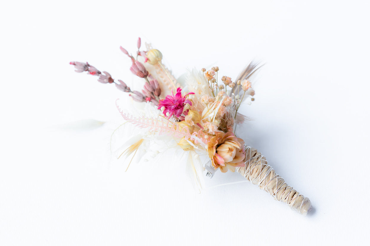 Anstecker Bräutigam trockenblumen boho