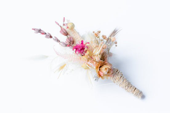 Anstecker Bräutigam trockenblumen boho