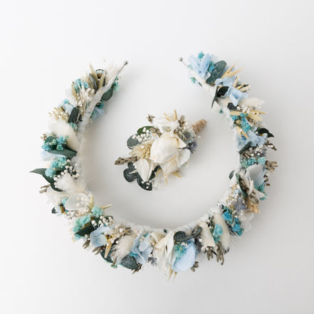 Blumen Haarreif| zartes blau mit Eukalyptus