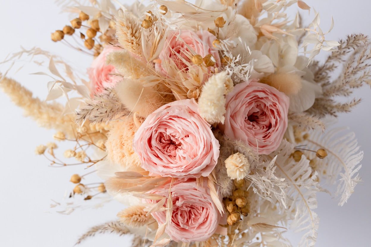 Trockenblumen brautstrauß boho