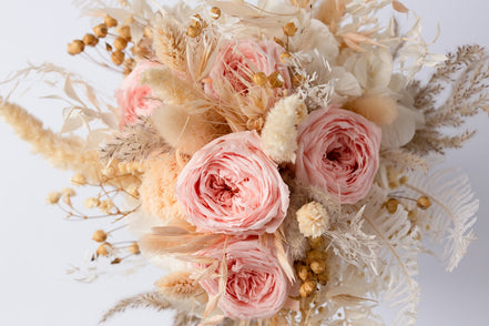Trockenblumen brautstrauß boho