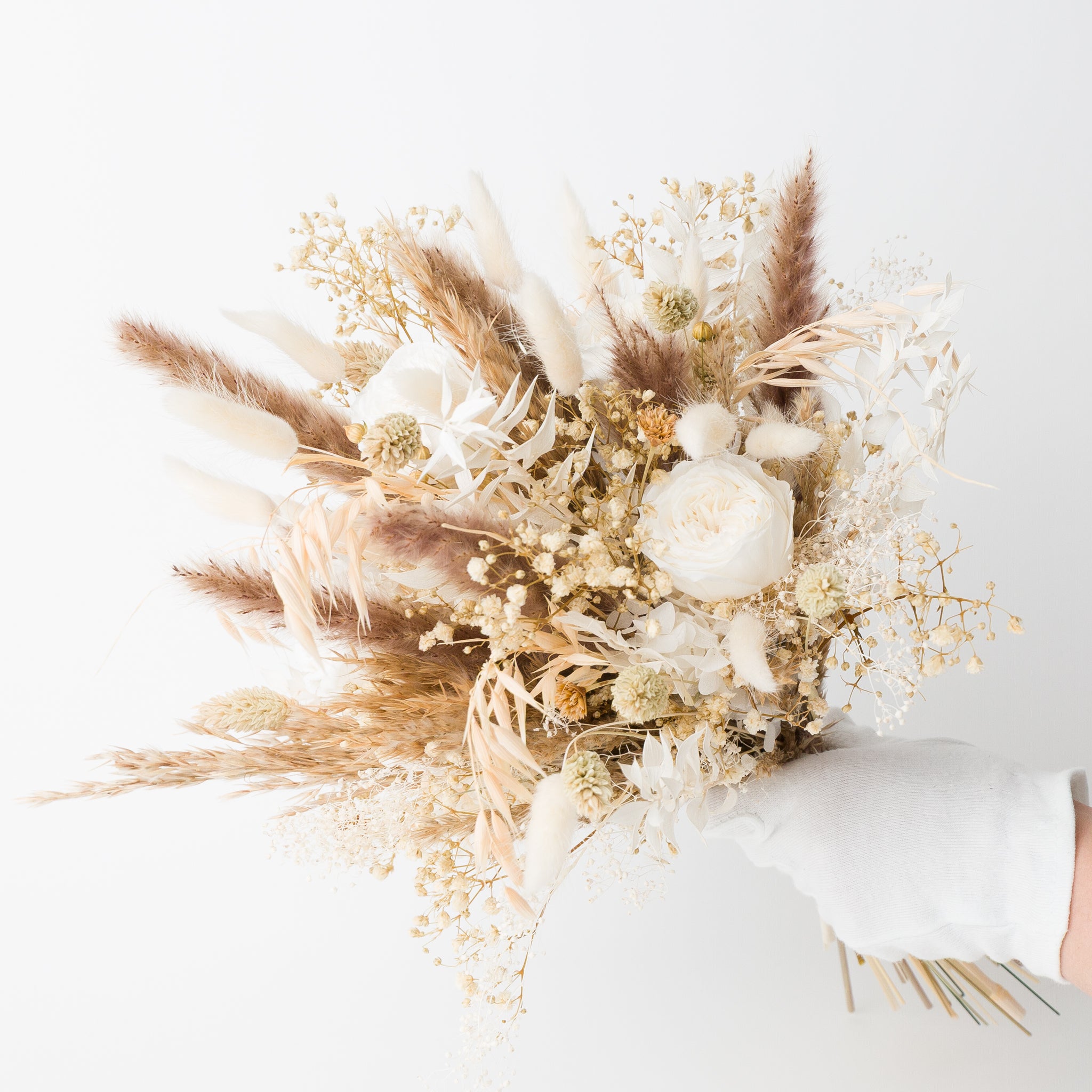 brautstrauß trockenblumen boho