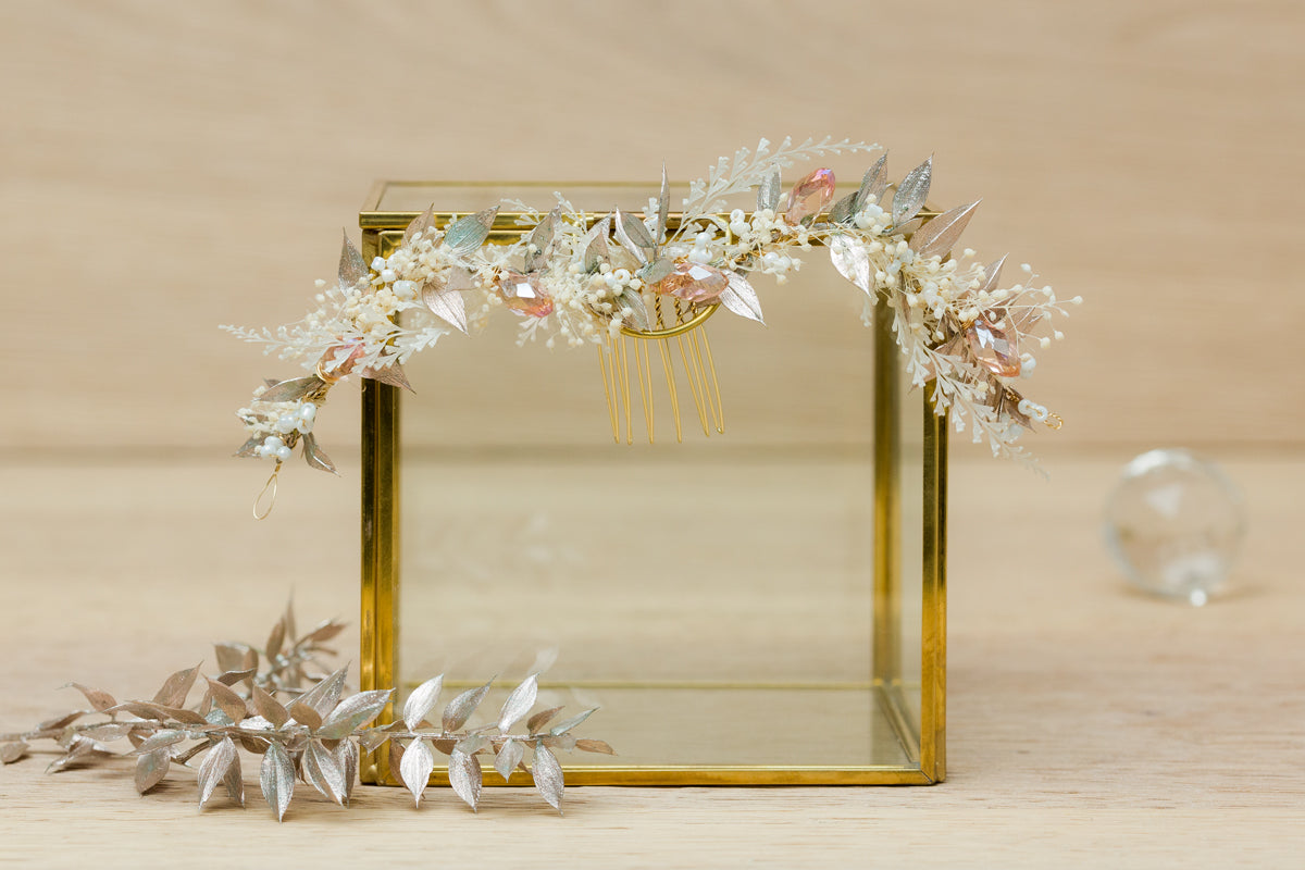 Haarrebe Trockenblumen boho chic romantisch