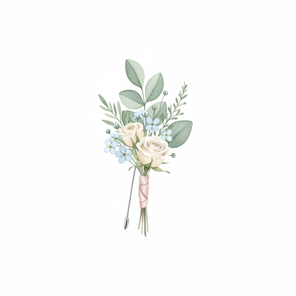 Aquarell Blumenanstecker Hochzeit Junge