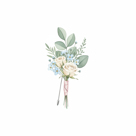 Aquarell Blumenanstecker Hochzeit Junge