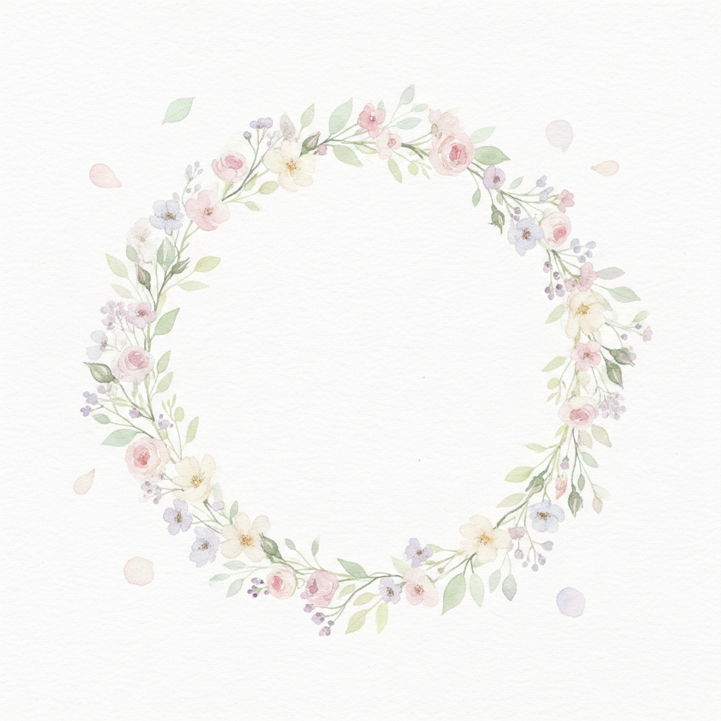 Aquarell Haarkranz zarte Blumen
