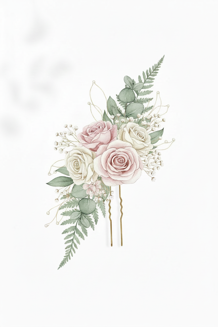 Aquarell Haarnadel einzelne Rose