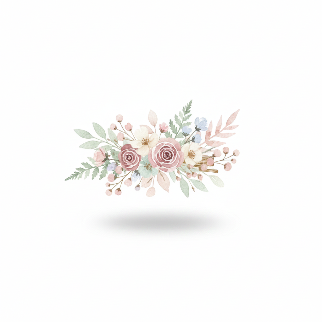 Aquarell Haarspange mit kleinen Blüten
