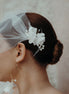 Braut Haarkamm Hochzeit mit Trockenblumen und Perlen in Weiß