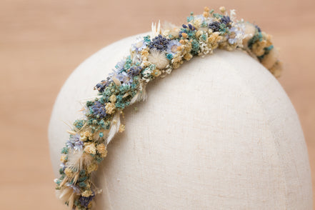 blumen haarreif blau dirndl