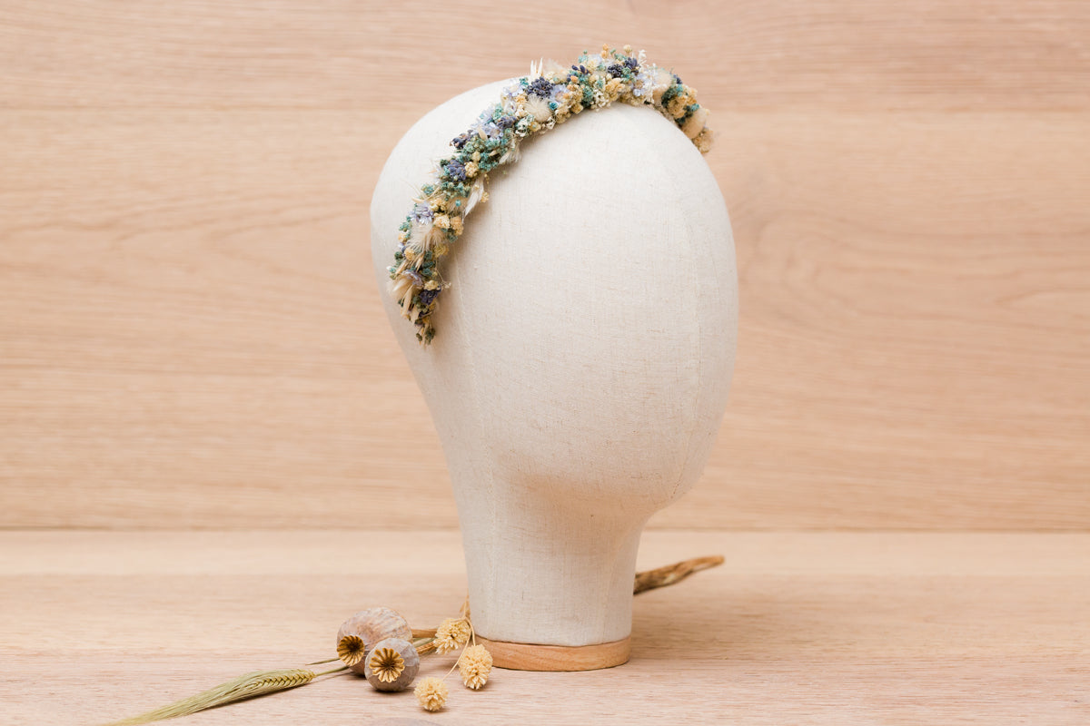 trockenblumen haarschmuck blau
