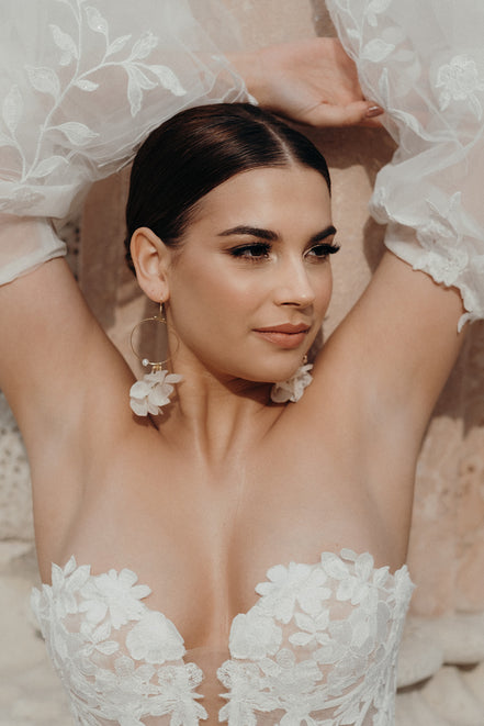 weiße blumen ohrringe hochzeit