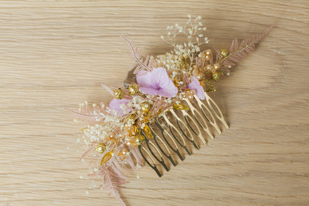 blumen haarkamm violett dirndl