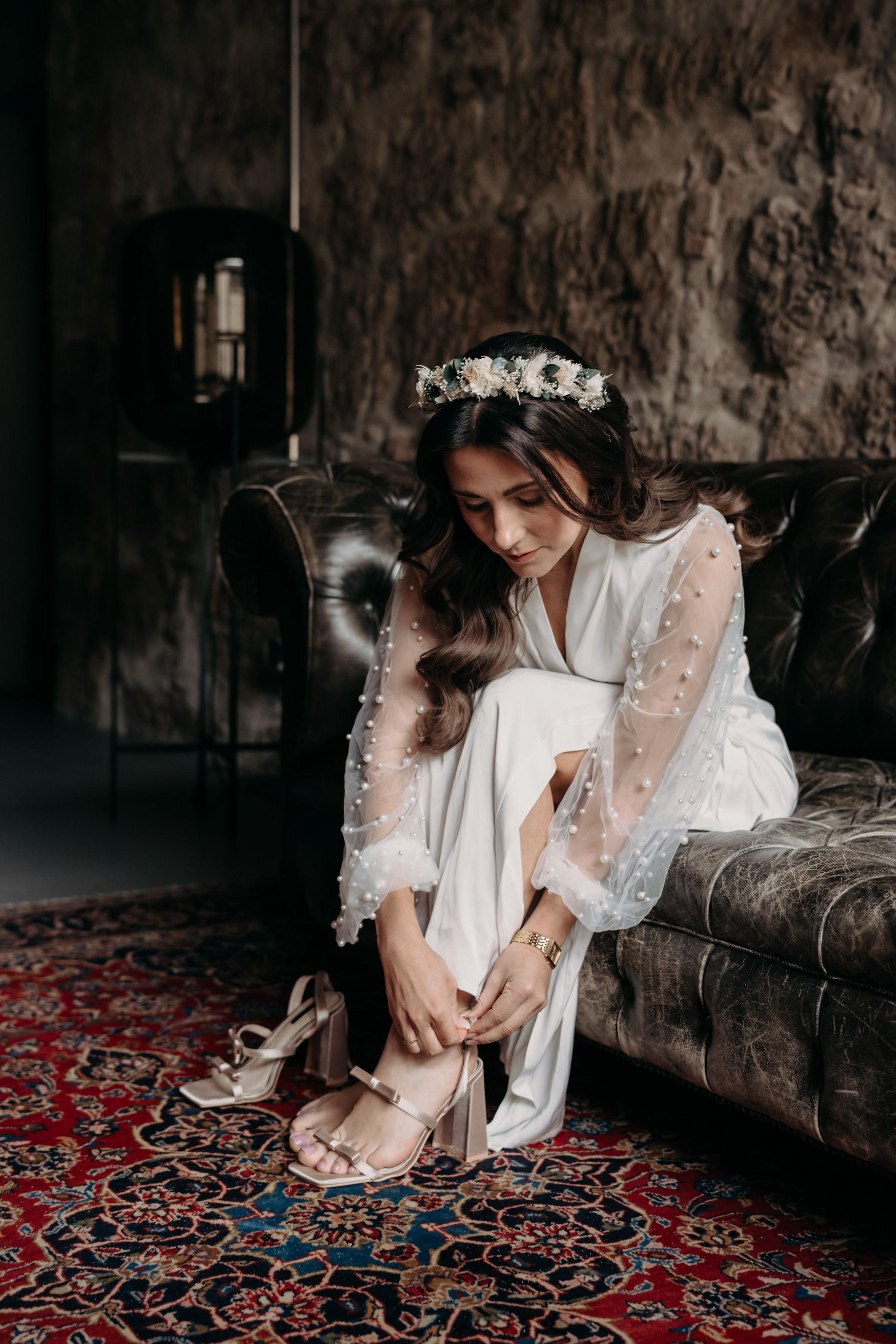 Blumen Haarreif Eukalyptus | Trockenblumen Hochzeit & Dirndl