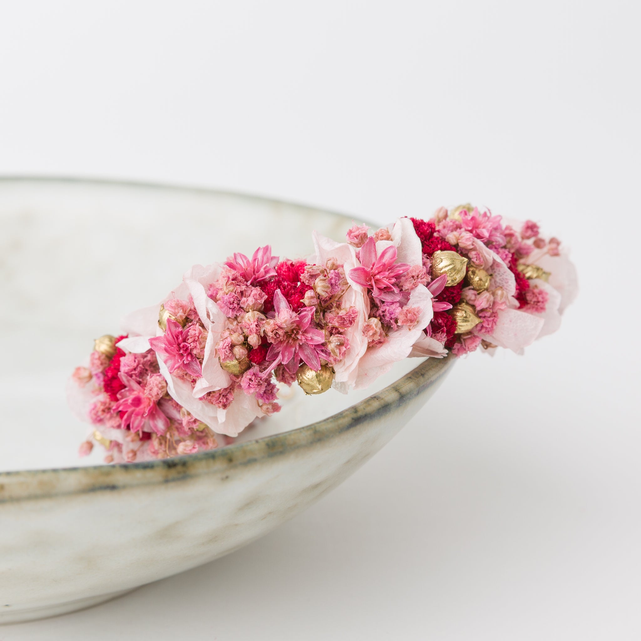 Blumen Armreif| rosa, pink, gold
