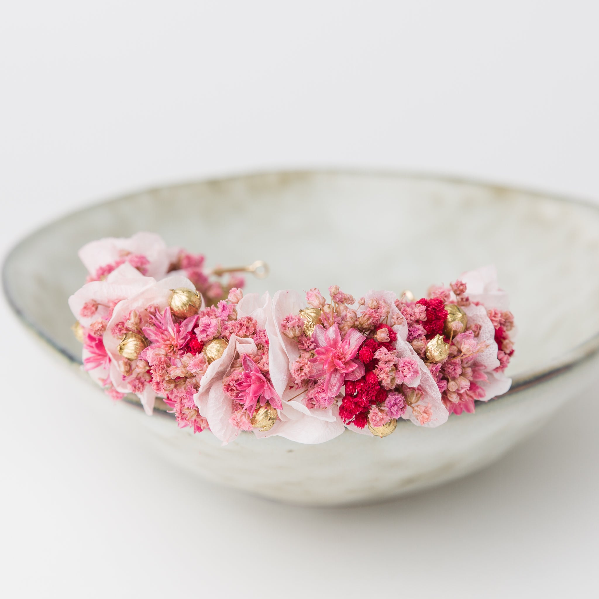 Blumen Armreif| rosa, pink, gold