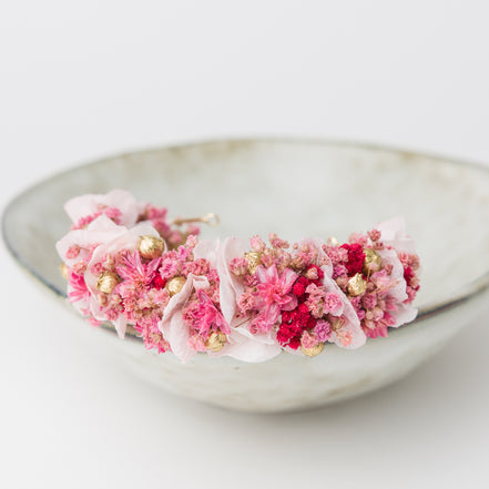 Blumen Armreif| rosa, pink, gold