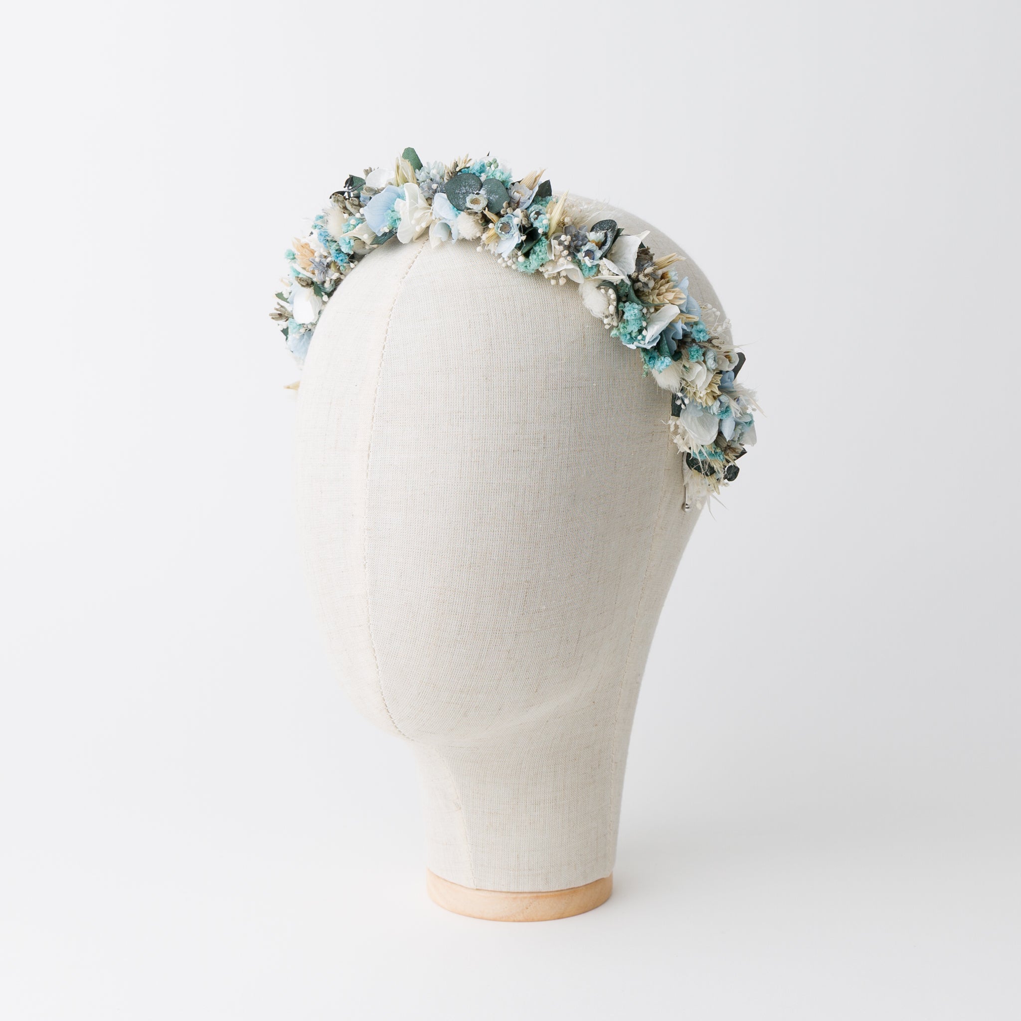 trockenblumen haarreif blau