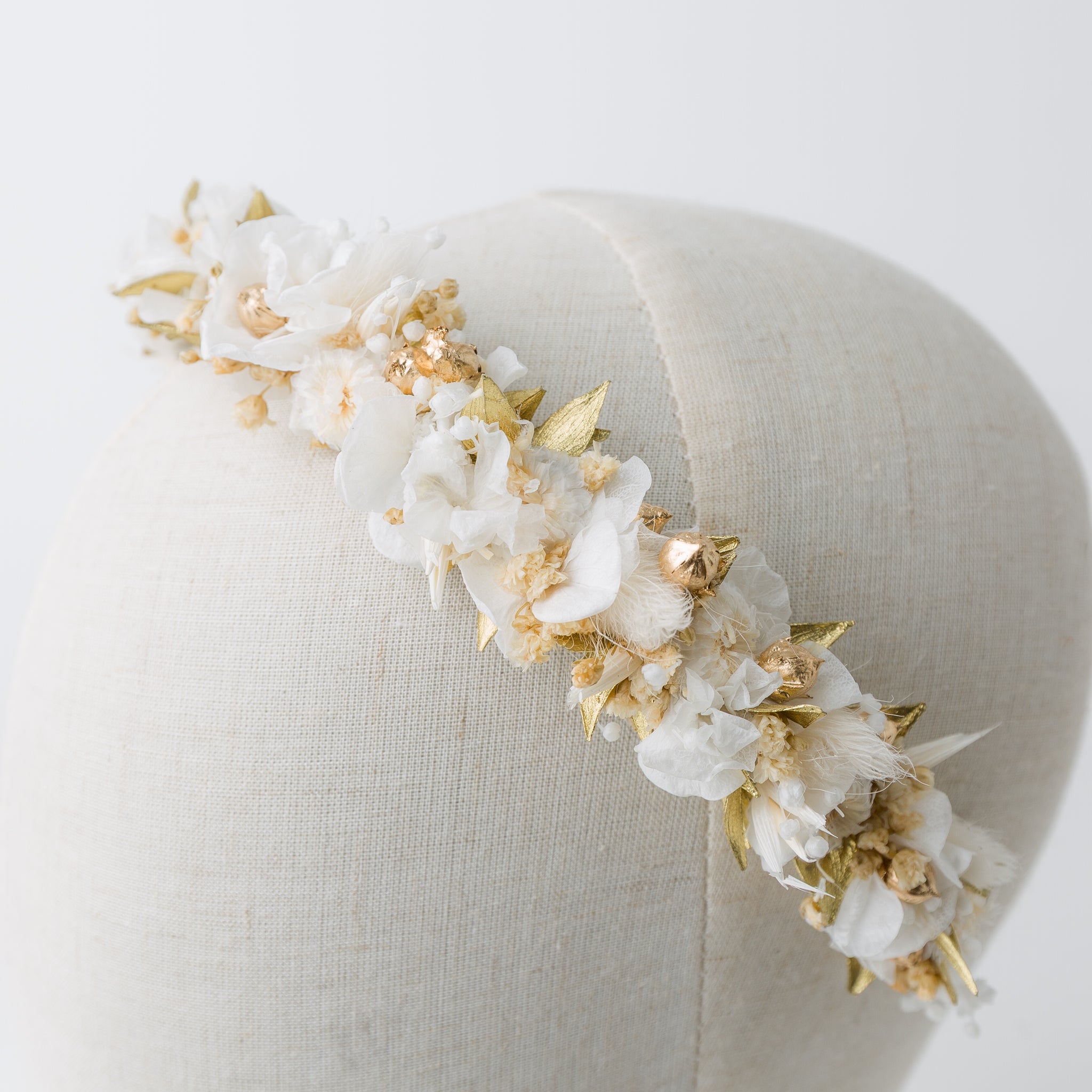 haarreif trockenblumen hochzeit