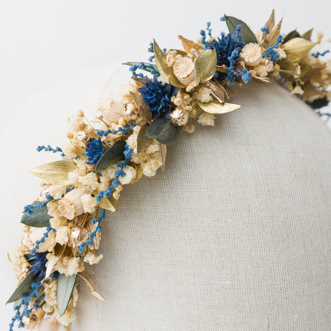 Haarreif Trockenblumen | Mediterranean Blue & Gold