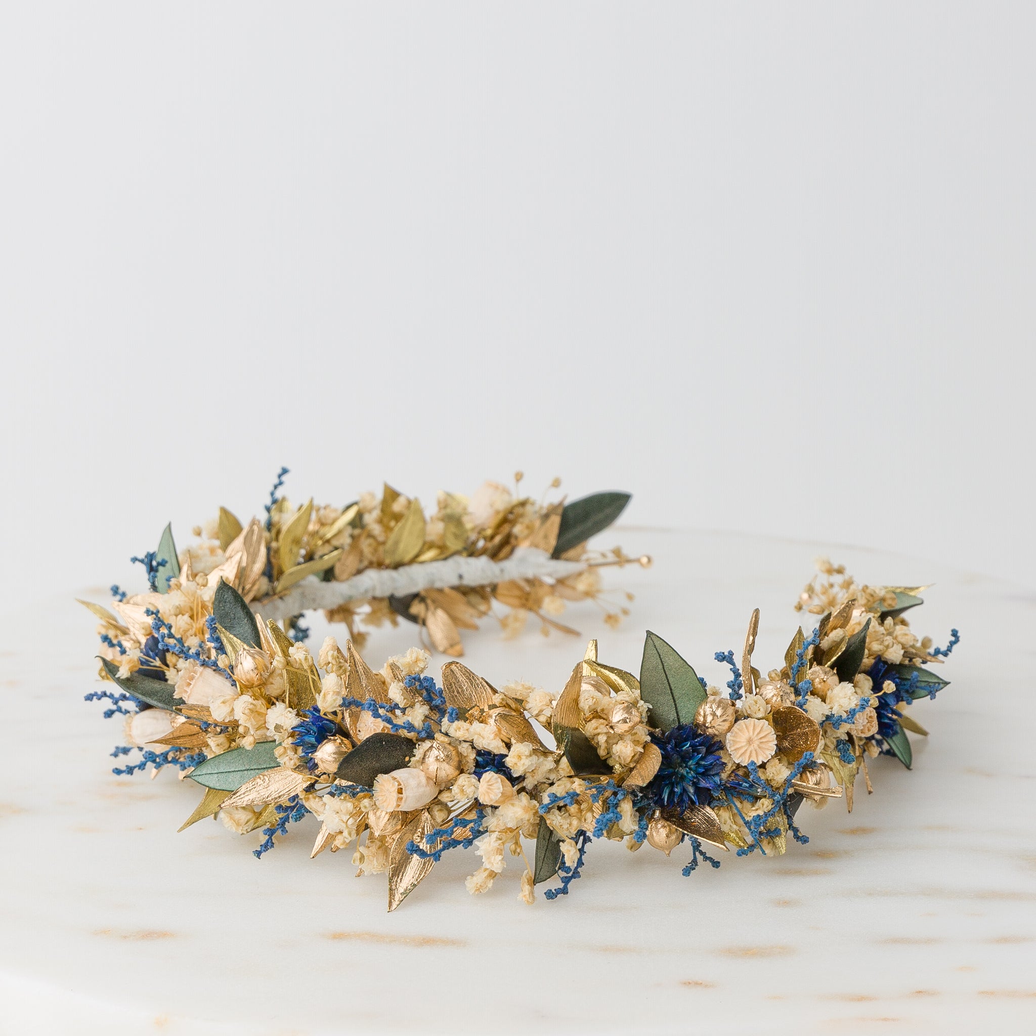 Haarreif Trockenblumen | Mediterranean Blue & Gold