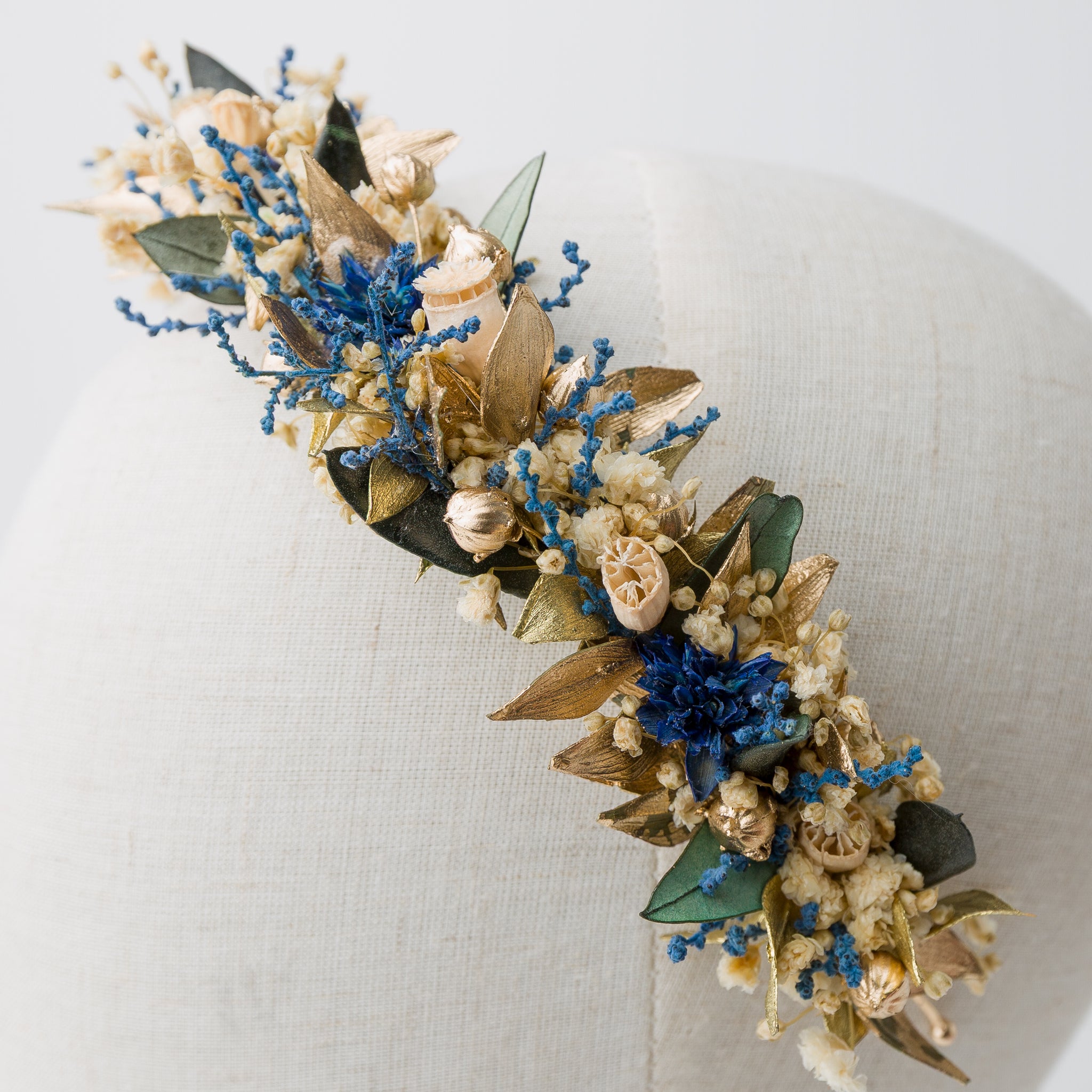Haarreif Trockenblumen | Mediterranean Blue & Gold