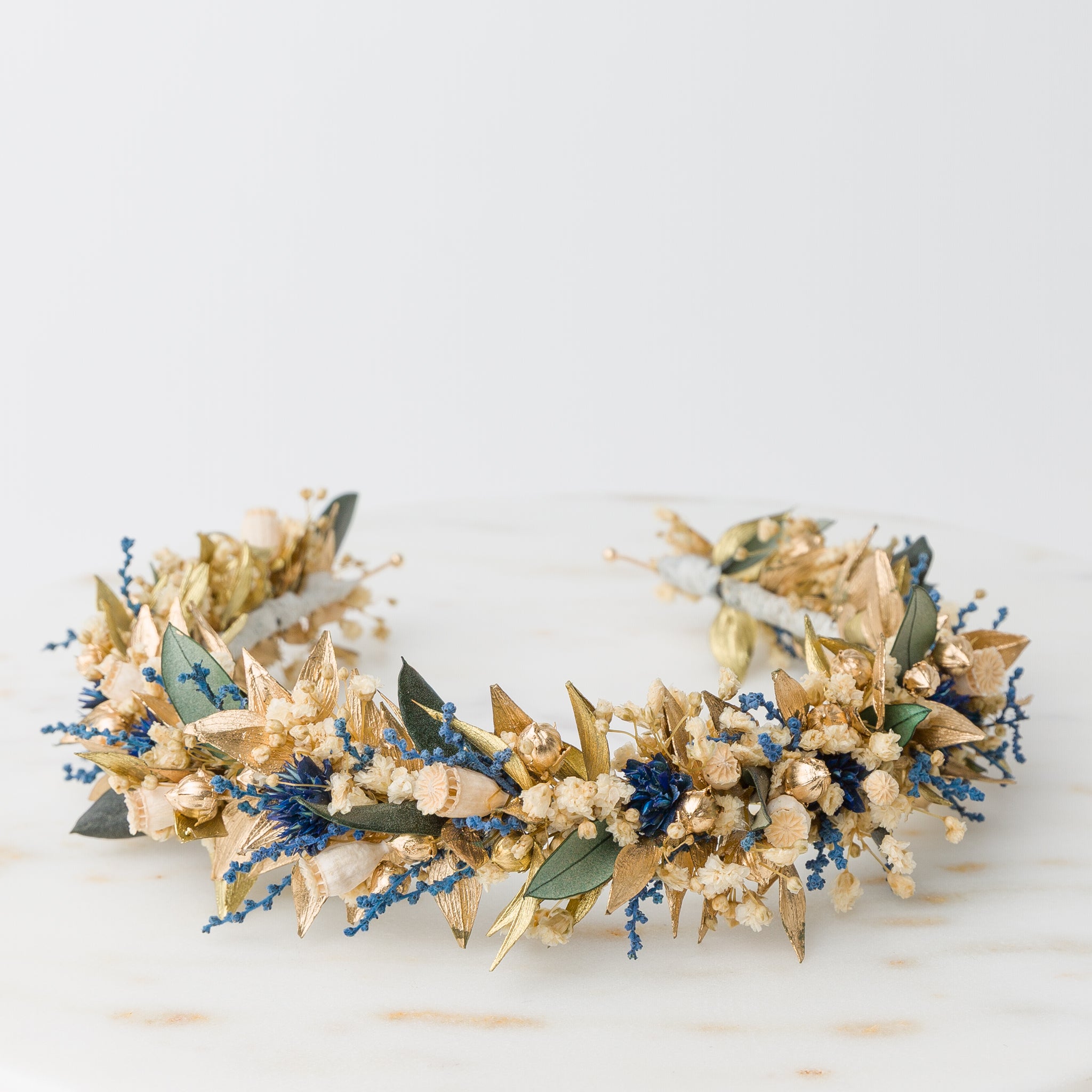 Haarreif Trockenblumen | Mediterranean Blue & Gold