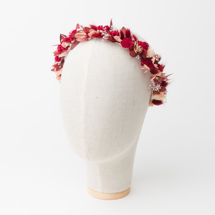 haarreif trockenblumen rot
