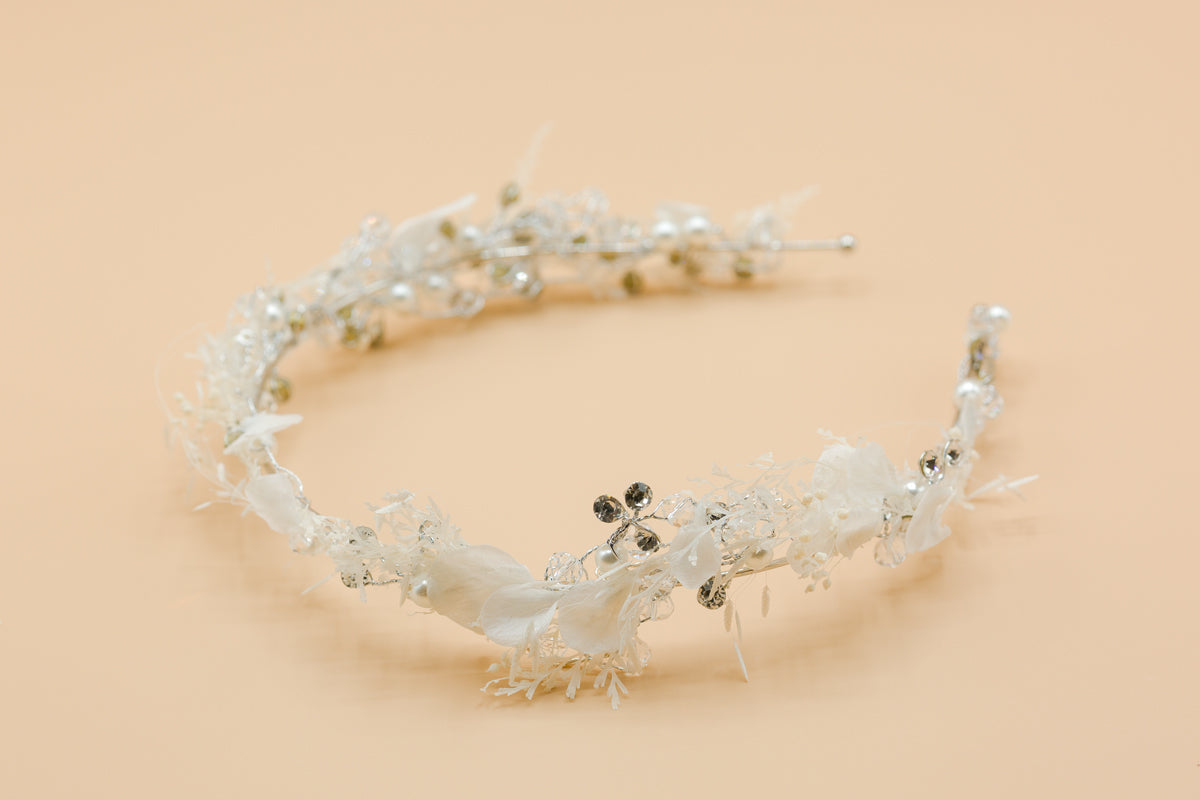 blumen haarschmuck hochzeit silber farben
