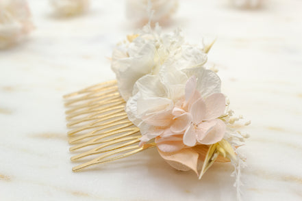 blumen haarkamm weiß rosa
