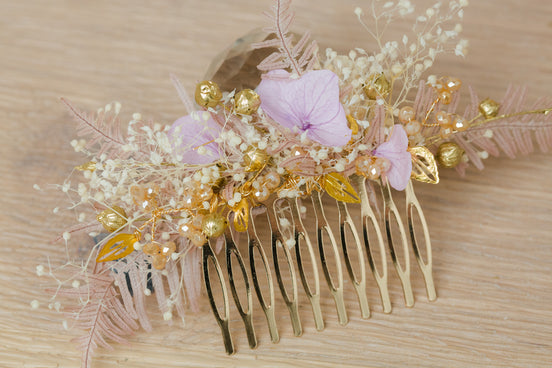 trockenblumen haarschmuck violett