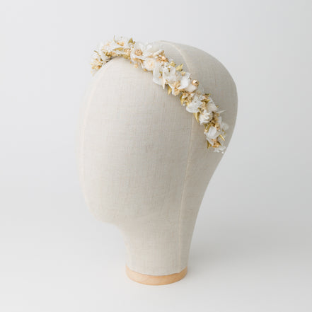 kopfschmuck trockenblumen gold weiß