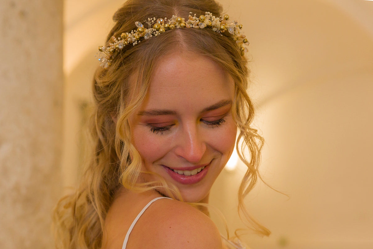 headpiece blumen Braut perlen haarschmuck