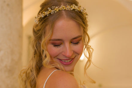 headpiece blumen Braut perlen haarschmuck
