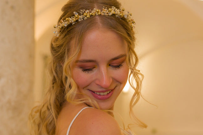 headpiece blumen Braut perlen haarschmuck