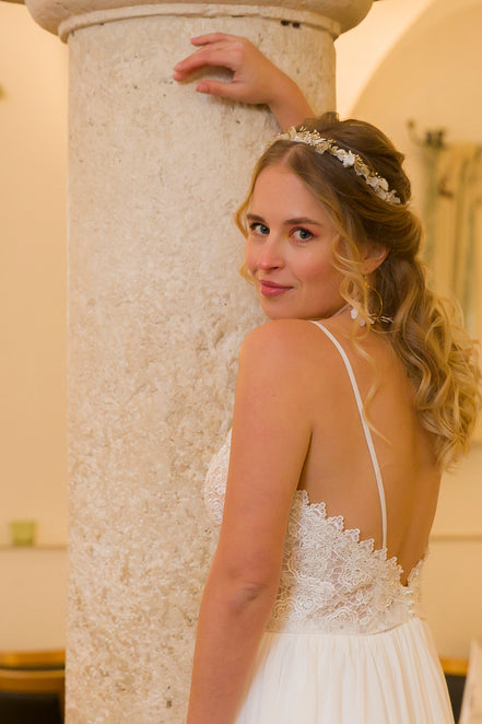 Braut Haarschmuck trockenblumen perlen
