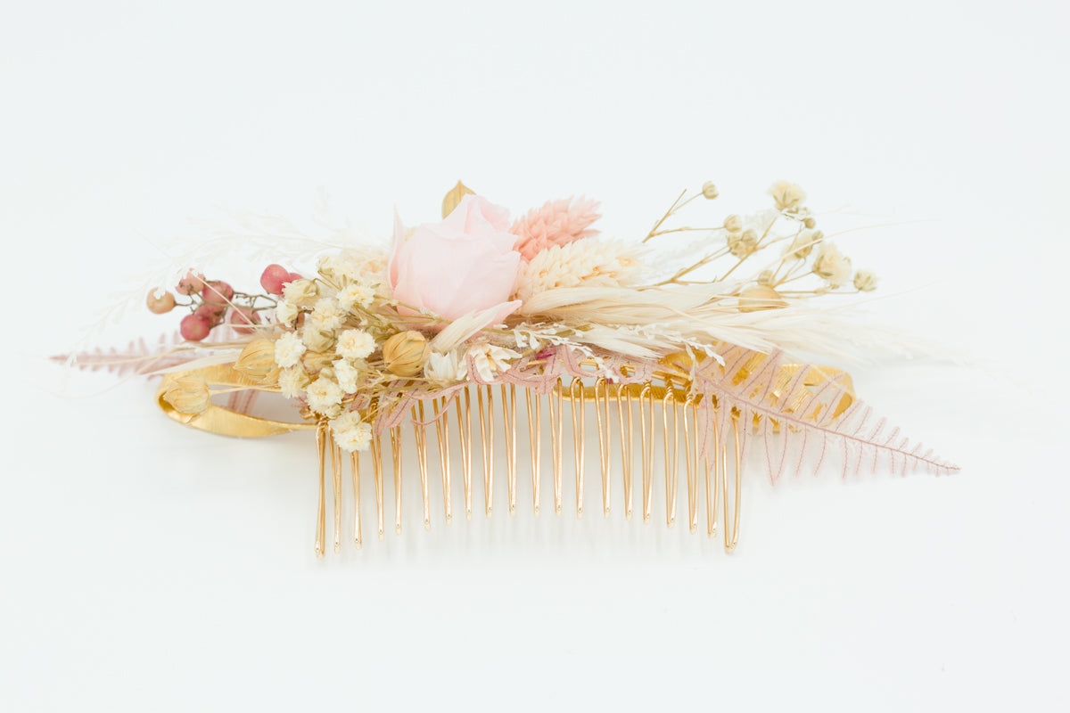 trockenblumen haarkamm hochzeit