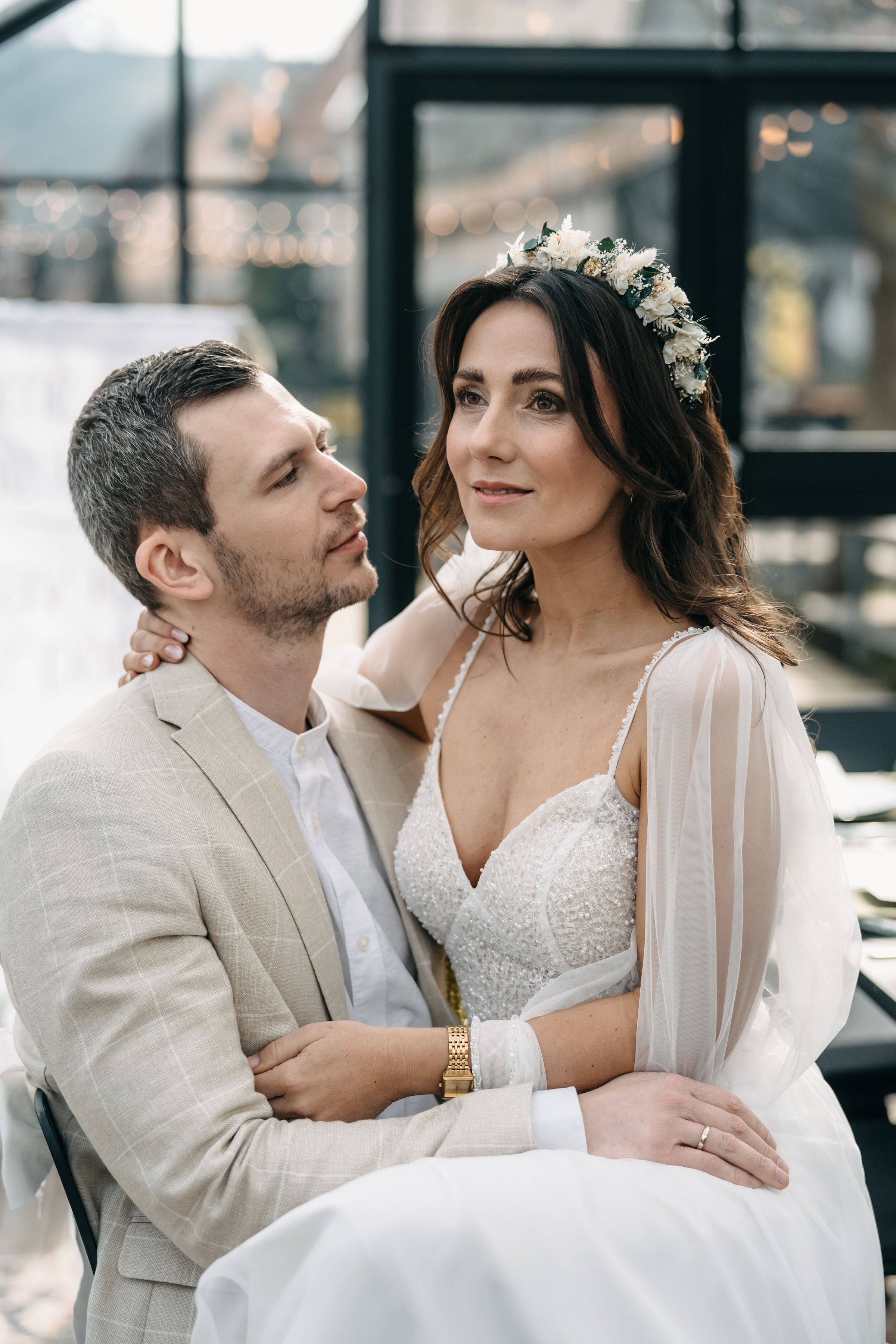 Blumen Haarreif Eukalyptus | Trockenblumen Hochzeit & Dirndl