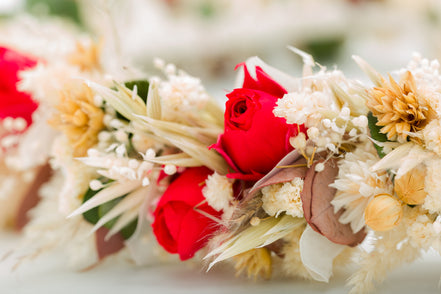 haarkranz trockenblumen rot