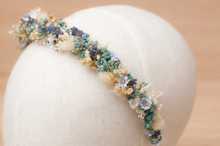 echter blumen haarreif blau