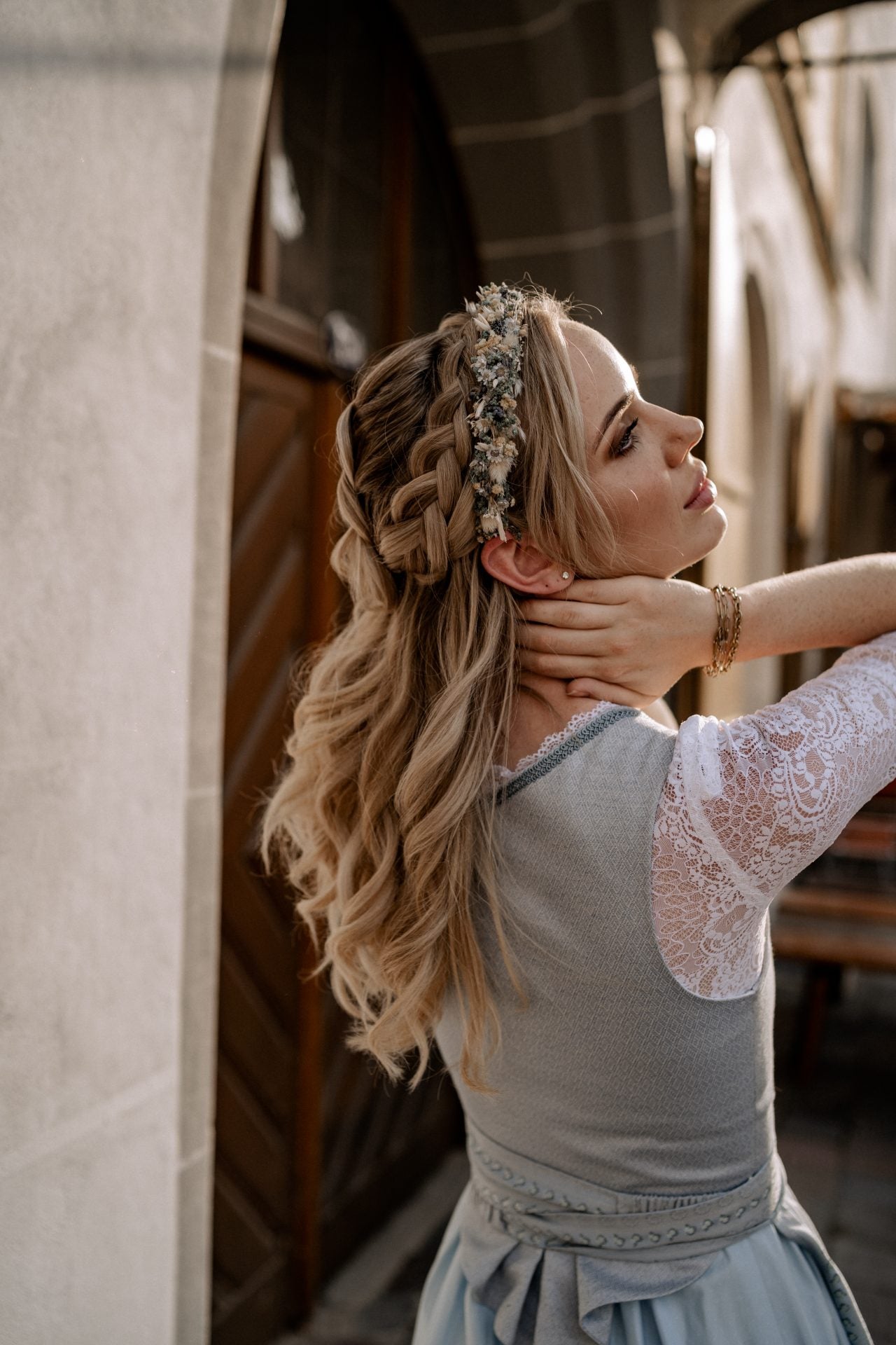 haarkranz echte blumen dirndl