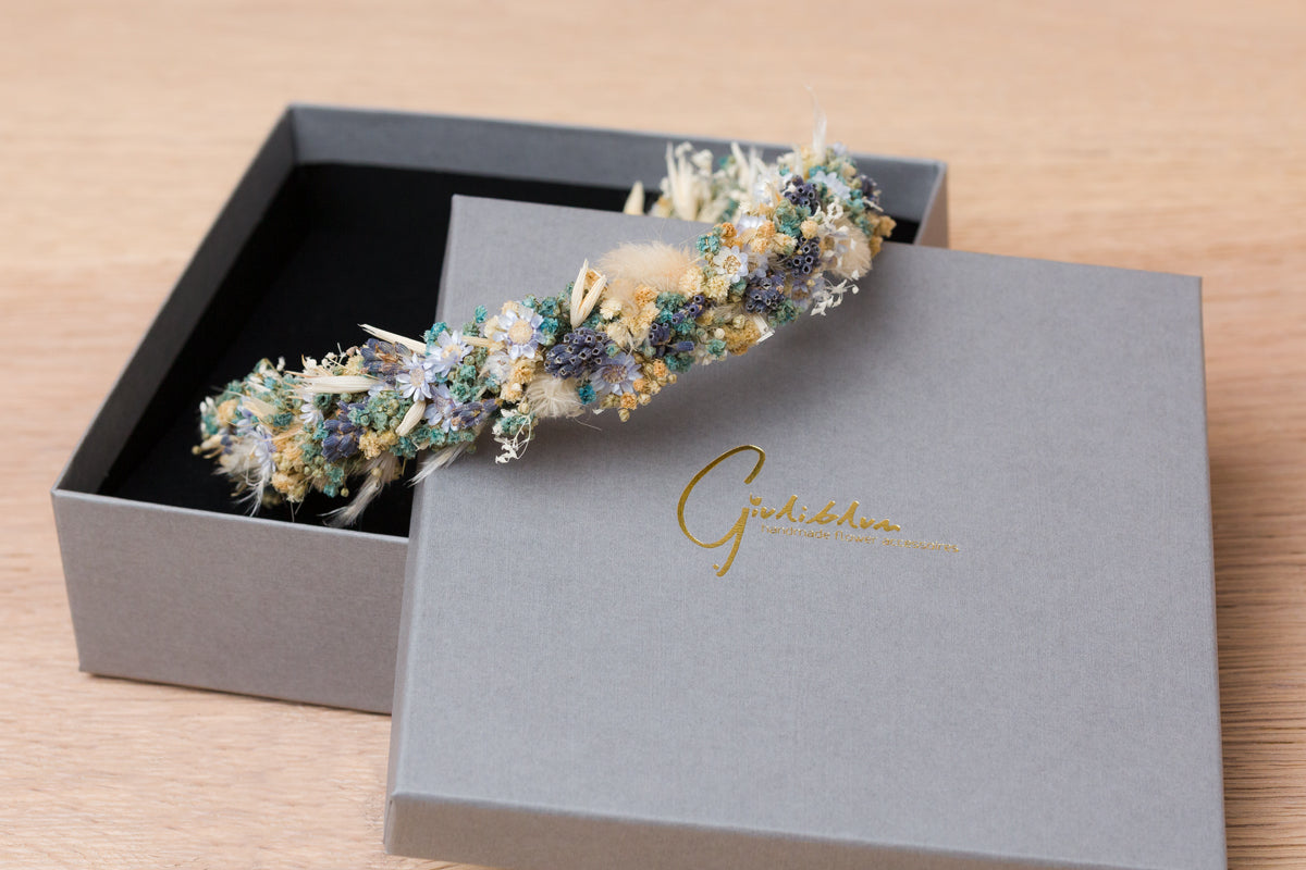 blumen haarreif tracht blau