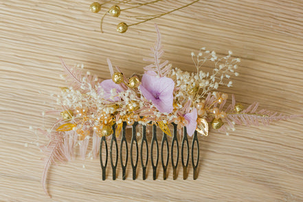 haarkamm trockenblumen hochzeit